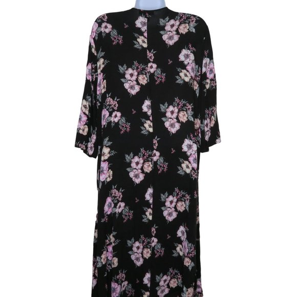 TORRID Womens Mid Length Floral Black Kimono Small Cover Up Open Front Duster - Picture 6 of 9